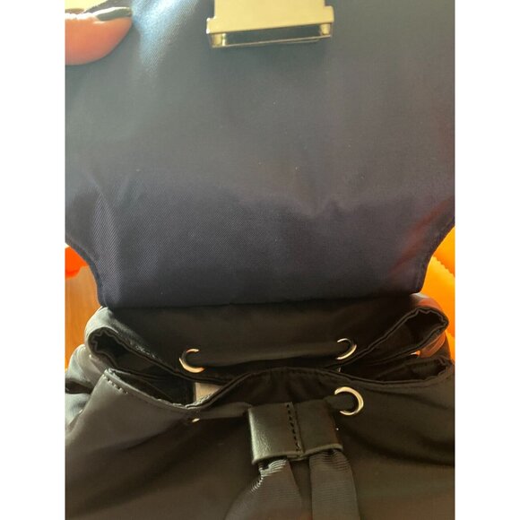 Kenneth Cole NY Hanover Backpack Black Shiny Nylon Double-Zip-around Silver NWT main image 7